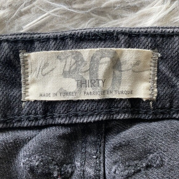 We The Free Free People Faded Black Cuffed Slim Boyfriend Jeans Size 30 Raw Hem - Picture 12 of 12